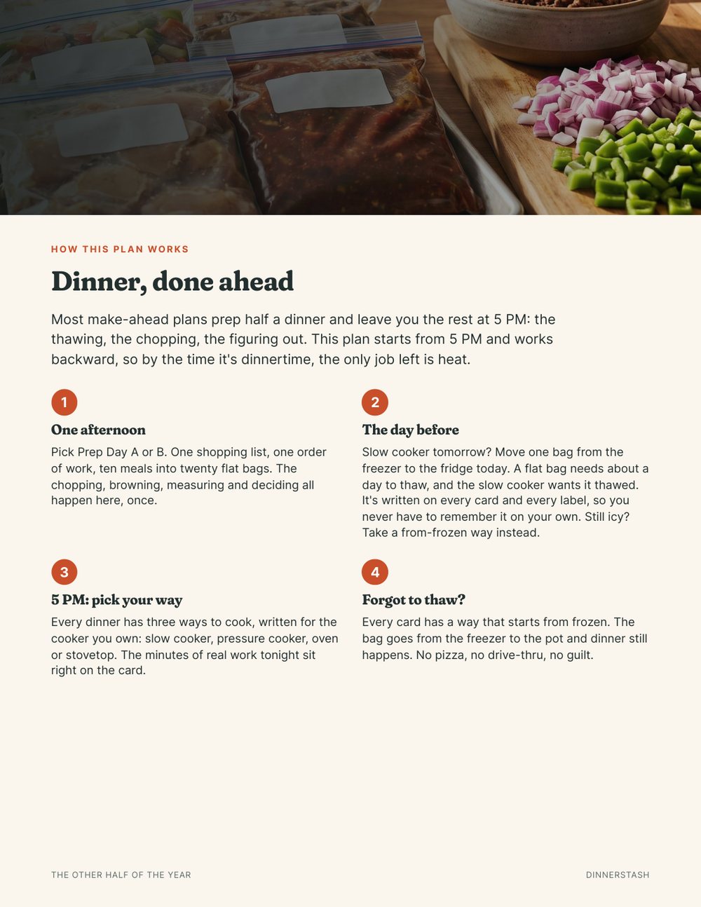 A page from The Other Half of the Year: The Spring & Summer Freezer Plan